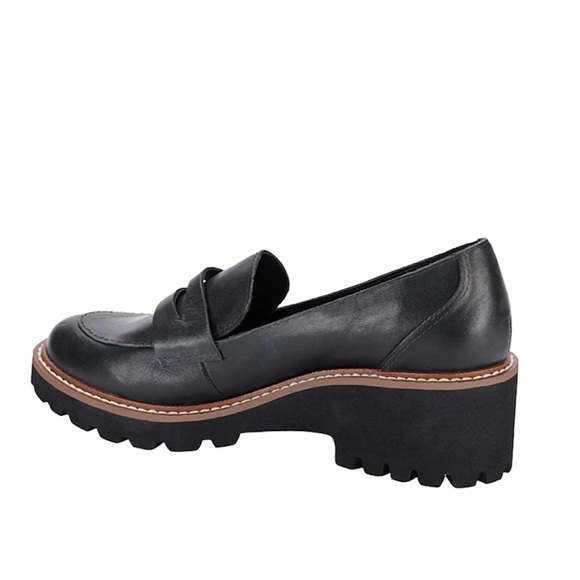 🆕Chic Black Leather Chunky Heel Loafer - Picture 2 of 10